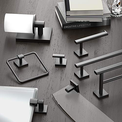 Gatco 4052MX Elevate Bathroom Towel Ring Holder, Matte Black , 6.13" Wide - color: Matte Black, style: Elevate
