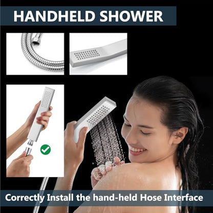 Aolemi Shower Faucet Set with Handheld Polish Chrome 10 Inch Head | Pressure Balance Shower Valve and Trim Kit,SUS304 Rain Head and Handle System,All Metal,Wall Mount,Bathroom,Handheld Spray - color: Chrome, size: 10 Inch Wall Mount Shower Head