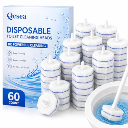 Toilet Wand Refills 60 Count – Disposable Toilet Bowl Cleaner Brush Heads, Fits Most Standard Toilet Wand Handles, No-Touch Replacement Sponge Pads, Hygienic Toilet Cleaning Heads - size: 60 Refills