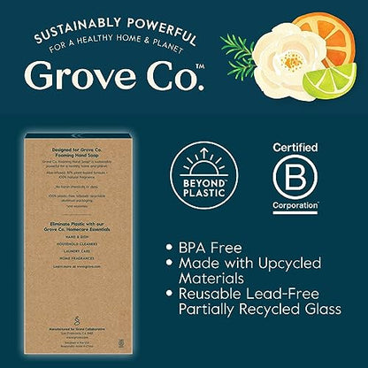 Grove Co. Foaming Soap Dispenser Set, 2 x 12oz Glass Bottles, Reusable | Pair with our Foaming Soap Refills; Stainless Steel Pump; No plastic waste; Reusable dispenser; Refill format - color: Clear, size: 24 Ounce ( Pack of 2)