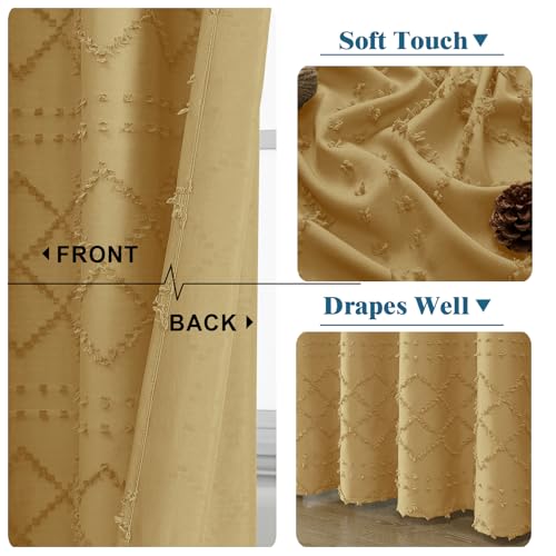 Gold Stall Boho Shower Curtain, Modern Tufted Plaid Striped Narrow Half Size Fabric Shower Curtain, Farmhouse Tufted Textured Shower Curtains for Bathroom, 36" W x 72" L - color: Gold, size: 36"W x 72"L (Pack of 1)