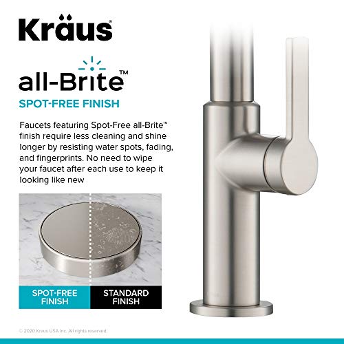 KRAUS Oletto Single Handle Pull Down Kitchen Faucet in Spot Free Stainless Steel, KPF-2820SFS - color: Spot Free Stainless Steel, style: Pull Down Faucet