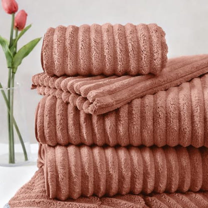 Extra Large Bath Towel Set 10 Piece, XL Bath Towels 35"x67" Oversized Bath Sheets, 280 GSM Microfiber Quick Dry Absorbent Towels, 5 Bath Sheets & 5 Hand Towels (Terracotta) - color: Terracotta, size: Bath towel 35" x 67"+hand towel 30"x13"