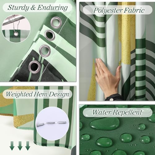 Bathroom Set - 27PC Bathroom Sets with Shower Curtain and Rugs, Green Bathroom Set, Bathroom Accessory Set, Trash Can, Toilet Brush & 3 PC Soap Dispensers - color: Dark Green, size: Bath Set+Boho Shower Curtain+Bath Rugs