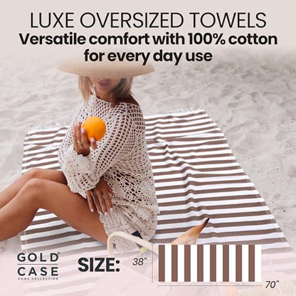 Gold CASE Turkish Beach Towel Set of 5 – 100% Cotton Beach Towels Oversized 70x38'' – MYRA Quick Dry Swim Towel – Lightweight Turkish Towels Set in Yellow - color: Tones of Yellow, size: Beach-Bath Towel Set of 5