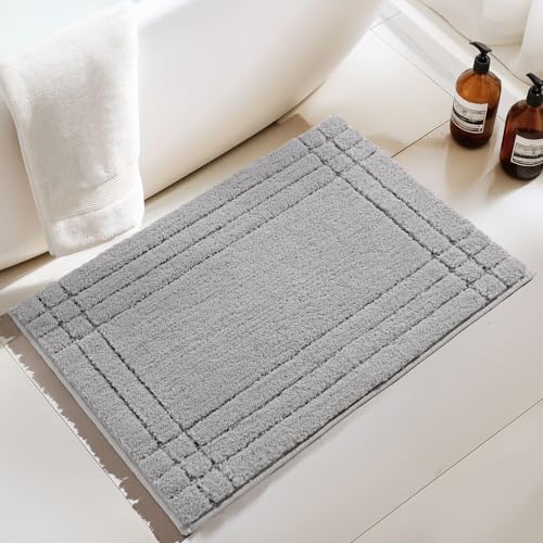 Gray Bathroom Rugs, Small Bath Mats for Bathroom Non-Slip | Soft Plush Shaggy Bath Mat, Small Mats for Bathroom/Tub/Shower, Machine Washable, 18x24" - color: Grey, size: 1'6" x 2' (Rectangular)