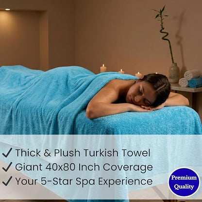 SALBAKOS Luxury 100% Turkish Cotton Bath Sheet 40x80 (1-Piece, Aqua Blue) | Extra Large Jumbo Oversized Bathroom and Beach Towel, Super Soft Highly Absorbent Thick Premium Hotel Quality, Made in Turkey - color: Aqua, size: Jumbo Bath Sheet