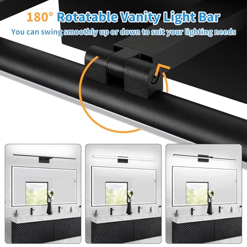 LED Bathroom Vanity Light, Modern Bathroom Light Fixture Over Mirror (Cool White 6000K), Vanity Light Bar with Angle Adjustable, 48 Inch, Black - color: Black-Cool White, size: 48 inch