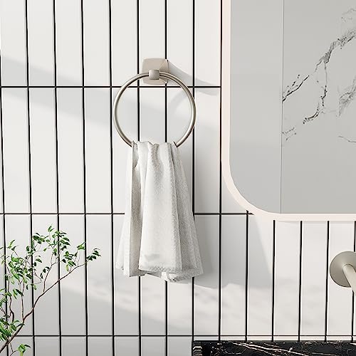 Hand Towel Holder for Bathroom Kitchen Brushed Nickel Towel Ring Towel Hanger Stainless Steel and Zinc Alloy Wall Mount - color: Brushed Nickel