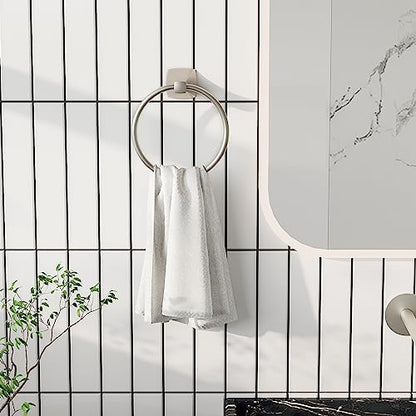 Hand Towel Holder for Bathroom Kitchen Brushed Nickel Towel Ring Towel Hanger Stainless Steel and Zinc Alloy Wall Mount - color: Brushed Nickel