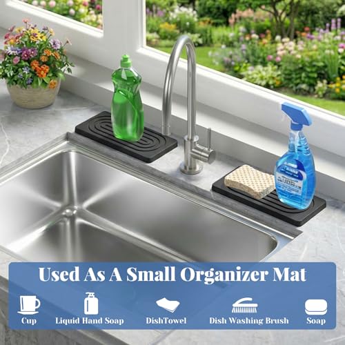 Stone Drying Tray, Water Absorbing Stone Tray, Natural Diatomaceous Earth Stone Sink Mat, Instant Dry Sink Coasters, Kitchen Sponge Hand Soap Holder, Quick Dry, Ease Cleaning - color: Concrete Grey
