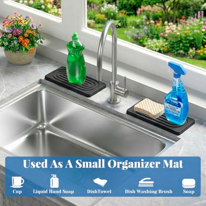 Stone Drying Tray, Water Absorbing Stone Tray, Natural Diatomaceous Earth Stone Sink Mat, Instant Dry Sink Coasters, Kitchen Sponge Hand Soap Holder, Quick Dry, Ease Cleaning - color: Concrete Grey