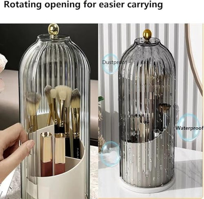 Concealed Toothbrush Holder, Covered Toothbrush Holders for Bathrooms, 360 Rotating Clear Dustproof Waterproof 3 Slots Makeup Brush Holder, Toothbrush Makeup Brush Holders with Cover。 (white1) - color: White1