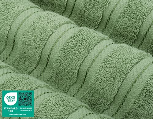 American Soft Linen 100% Cotton Luxury Turkish Towels, 6 Piece Towel Set | Soft Absorbent Quick Dry OEKO Tex Standard 100 Certificated Durable Machine Washable Premium Hotel Quality - color: Sage Green