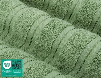 American Soft Linen 100% Cotton Luxury Turkish Towels, 6 Piece Towel Set | Soft Absorbent Quick Dry OEKO Tex Standard 100 Certificated Durable Machine Washable Premium Hotel Quality - color: Sage Green