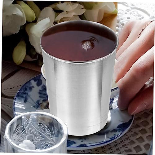 Stainless Steel Water Tumbler Cup Silver Bathroom Beverage Toothbrush Holder Multi Use for Water Juice Soda Easy to Clean Stylish Design - size: 8.50X6.00X6.00CM