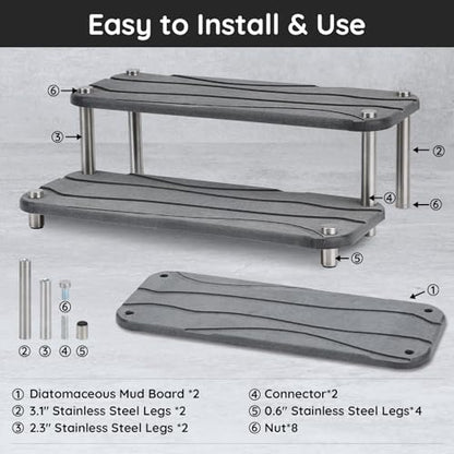 Segbeauty 2 Tier Fast Drying Diatomaceous Earth Tray, 11x4.3in Water Absorbing Stone Drying Vanity Tray for Countertop, Bathroom Counter Rack Kitchen Sink Organizer Dish Soap Sponge Holder Dark Gray - color: Dark Gray