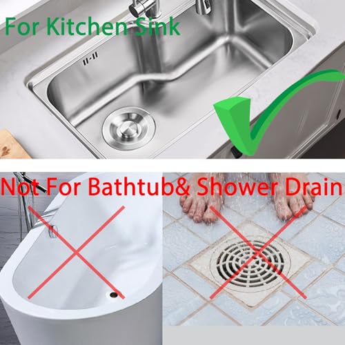 2 Pack Kitchen Sink Drain Strainer with Handle, Stainless Steel Large Kitchen Sink Drain Basket Food Catcher, Outer Diameter 4.5 Inch, Rust Free