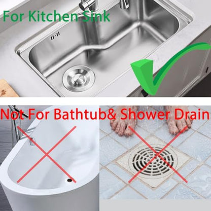 2 Pack Kitchen Sink Drain Strainer with Handle, Stainless Steel Large Kitchen Sink Drain Basket Food Catcher, Outer Diameter 4.5 Inch, Rust Free