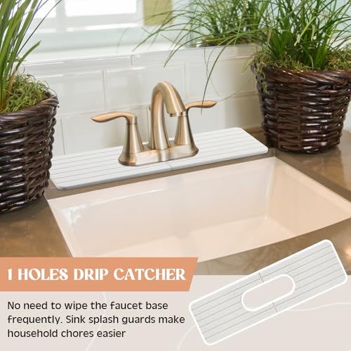 Teenyyou an Oval Hole White Faucet Mat Kitchen Sink 17.32" x 4.6" | Bathroom Faucet Absorbent Mat, Diatomite Splash Guard, Quick Drying Drip Catcher, Hole 6.22" x 2.28" - color: White, style: an Oval Hole