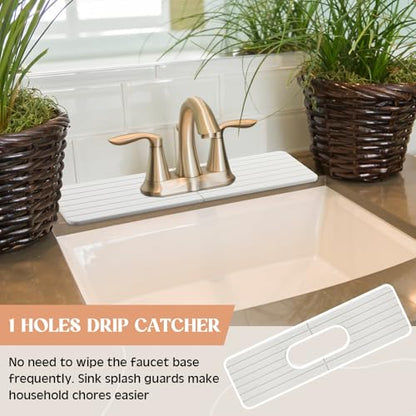 Teenyyou an Oval Hole White Faucet Mat Kitchen Sink 17.32" x 4.6" | Bathroom Faucet Absorbent Mat, Diatomite Splash Guard, Quick Drying Drip Catcher, Hole 6.22" x 2.28" - color: White, style: an Oval Hole