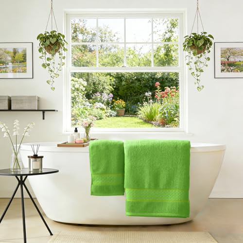 COZYART Bath Towel Set 6 PCS, Luxury 100% Turkish Cotton 650GSM Ultra Soft | Absorbent Quick Dry, OEKO‑Tex 100 Cert. Zero Twist Ring Spun Cotton, Plush Fluffy, Breathable Hotel Quality Bathroom Towels - color: Grass Green