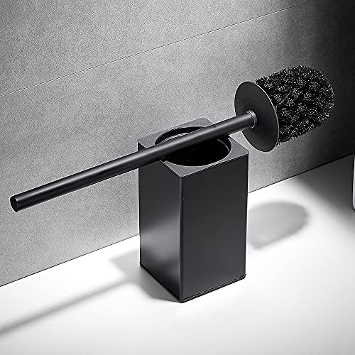 Freestanding Toilet Brush Holder for bathrooms 304 Stainless Steel Toilet Brush Stand Square Storage and Organization Rust Resistant 17-inch high Matte Black Finished - color: 17-inch High Square Matte Black