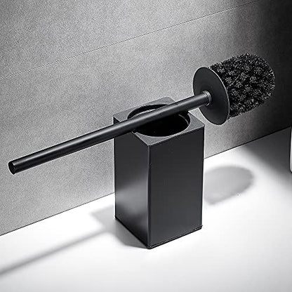 Freestanding Toilet Brush Holder for bathrooms 304 Stainless Steel Toilet Brush Stand Square Storage and Organization Rust Resistant 17-inch high Matte Black Finished - color: 17-inch High Square Matte Black