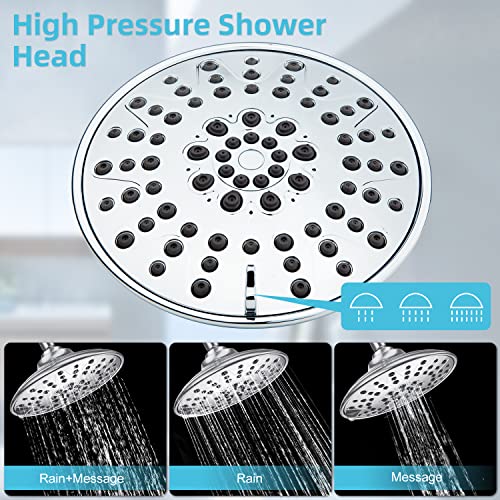 EMBATHER 8'' Shower System with Handheld Trim Kit, Polished Chrome | 2-IN-1 Shower Faucet Set, 3-Mode Shower Head, 8-Setting Handheld Spray, Pressure-balanced Valve & Trim Kit - color: Polished Chrome, size: 8 Inch