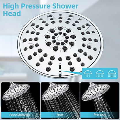 EMBATHER 8'' Shower System with Handheld Trim Kit, Polished Chrome | 2-IN-1 Shower Faucet Set, 3-Mode Shower Head, 8-Setting Handheld Spray, Pressure-balanced Valve & Trim Kit - color: Polished Chrome, size: 8 Inch