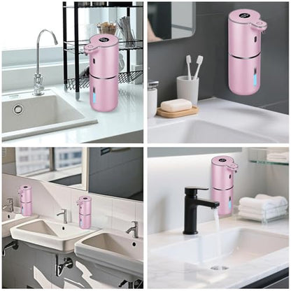 OHIFAST Automatic Foaming Soap Dispenser Touchless, USB Rechargeable Smart Hand Soap Dispenser, 6-Level Adjustable, 12.8oz/380mL Wall Mounted for Bathroom Kitchen Dish Soap-Rose Gold - color: Rose Gold, style: Foam