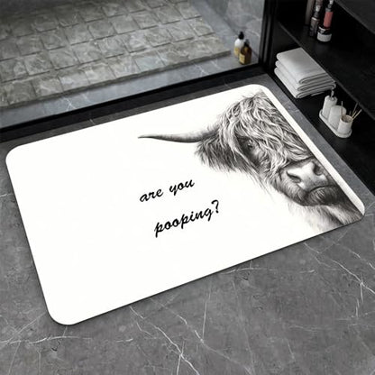 Bath Mat-Bathroom Rug，Highland Cow Prank Non Slip Quick Dry Stain Resistant Easy to Clean Care Shower Rug for Bathtub Shower Room 16×24Inch (40 * 60cm) - color: Highland Cow Prank, size: 16 x 24 inches