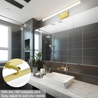Aipsun 31.5inch Brushed Brass Bathroom Vanity Light Fixtures Modern LED Light Fixtures Gold Vanity Lighing for Bathroom Wall Fixtures 5500K - color: Brushed Gold, size: 31.5 in