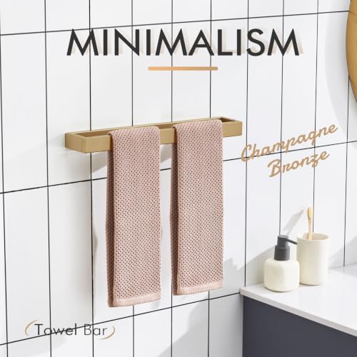 KOKOSIRI Towel Holder 16-Inch Hand Towel Bar Kitchen Rack Champagne Bronze Stainless Steel for Bathroom Wall Mount, 1 Pack B4008CPG-L16 - color: Champagne Bronze, size: 16-Inch