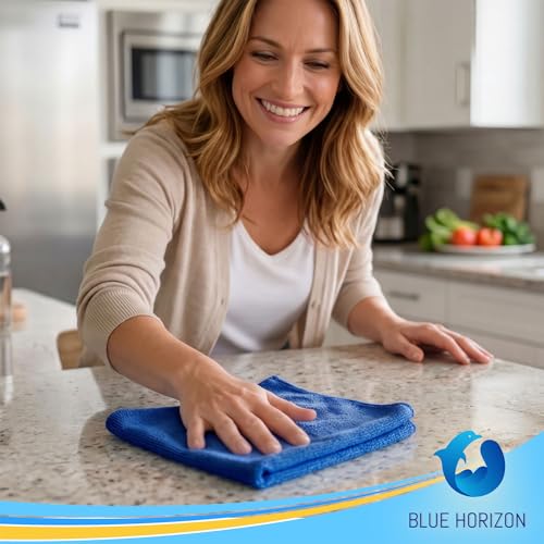 Microfiber Cleaning Towels, Pack of 24, Ultra Soft Plush Washcloth, All Purpose Premium Microfiber Detailing Cleaning Cloths Reusable Shop Towels (16" x 16", Royal Blue) - color: Royal Blue