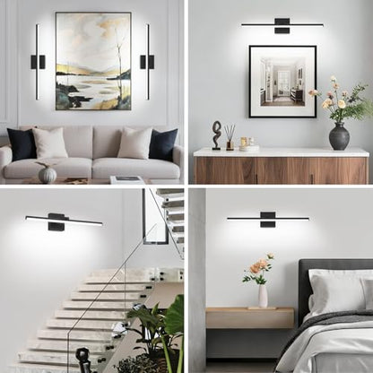LED Bathroom Vanity Light, Modern Bathroom Light Fixture Over Mirror (Cool White 6000K), Vanity Light Bar with Angle Adjustable, 24 Inch, Black - color: Black-Cool White, size: 24 inch