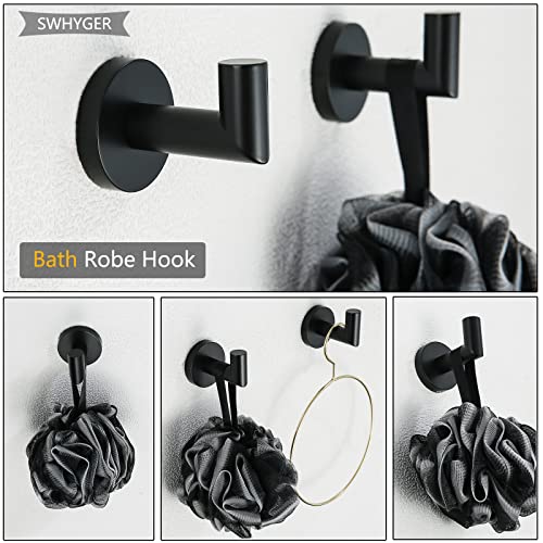 Towel Coat Hook Matte Black SUS304 Stainless Steel Bathroom Clothes Sponges Robe Hook Wall Mounted Round Kitchen Heavy Duty Hanger 2 Packs,96018-8MB. - color: Single Hook-Matte Black