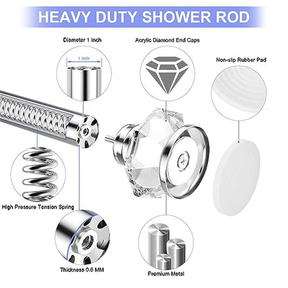 Shower Rod-EUPLAR Shower Curtain Rod, 43-72 Inches Adjustable Spring Tension Curtain Rod, No Drill, Rust Proof, Non-Slip Tension Shower Curtain Rods for Bathroom, Chrome