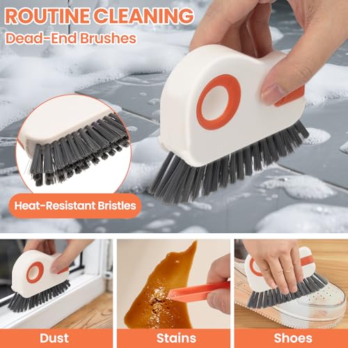 12pcs Window Track Cleaner Tool Set, Window Sill & Groove Cleaning Brushes with Hard Bristle Crevice Brush and Debris Pliers for Sliding Door Rails, Shower Door Tracks, Kitchen & Bathroom Gaps