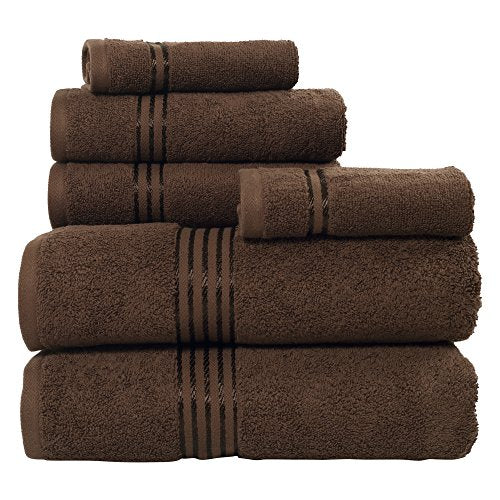 Bedford Home 100% Cotton Hotel 6 Piece Towel Set - Chocolate - color: Chocolate
