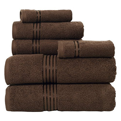 Bedford Home 100% Cotton Hotel 6 Piece Towel Set - Chocolate - color: Chocolate