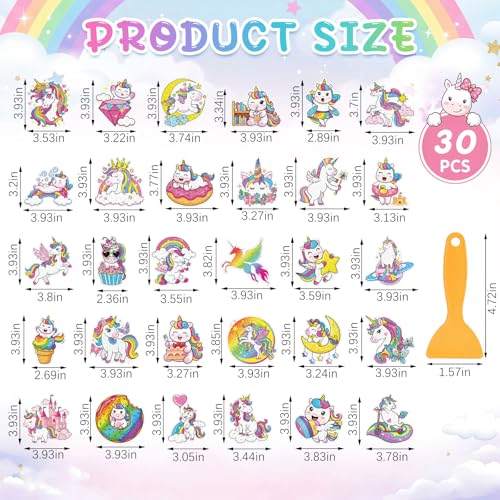 Fullhawl 30 Pcs Unicorn Non Slip Bathtub Stickers Unicorn Anti Slip Shower Stickers Shower Floor Nonslip Sticker Applique Adhesive Decals Treads with Scraper for Bathtub Bathroom Floor - style: Unicorn