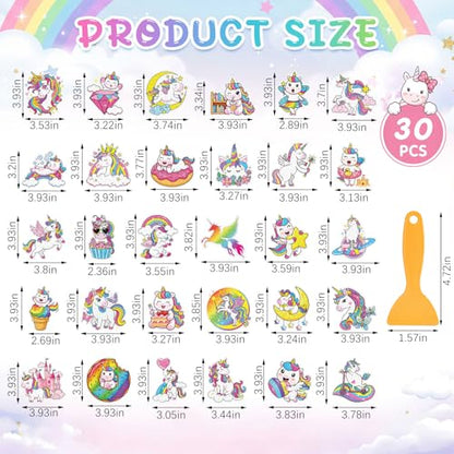 Fullhawl 30 Pcs Unicorn Non Slip Bathtub Stickers Unicorn Anti Slip Shower Stickers Shower Floor Nonslip Sticker Applique Adhesive Decals Treads with Scraper for Bathtub Bathroom Floor - style: Unicorn