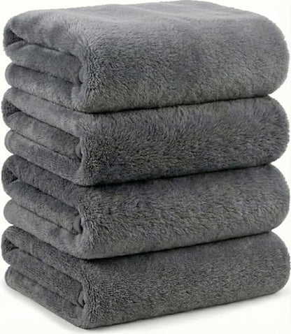 Microfiber Bath Towels Set, Compact Size 20 x 43 in, Hyaluronic Acid-Infused, Soft on Skin, 4 Pack, Quick Dry, Absorbent (Dark Gray) - color: Dark Gray