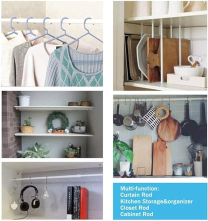 Spring Tension Curtain Rods Short Tension Rod (White,12" to 19"-4Pcs) - color: White, size: 12" to 19"-4Pcs
