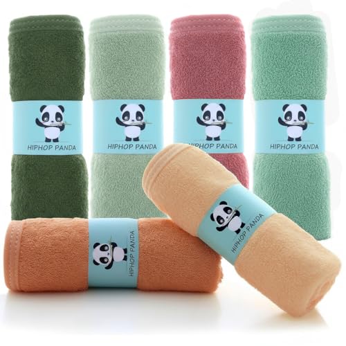 HIPHOP PANDA Ultra Soft Baby Washcloths, 2-Layer Absorbent Wash Cloths | Reusable Newborn Wipes for Delicate Skin | Rayon Made from Bamboo Towel Face Body | Registry Ready | 6 Pack Boho Earth Tones - color: Boho Earth Tones, size: 10x10 Inch - 6 Pack