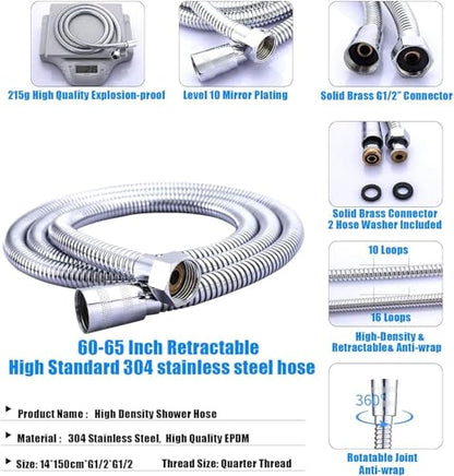 Stainless Steel 304 Silver Shower Faucet Set, Wall Mount Triple Function Shower System, Shower Set Including 8" Rainfall Shower Head with Handheld Combo, Shower Faucet Complete Set, Outdoor Shower