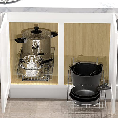 Simple Houseware Under Cabinet Pull Out Sliding Shelf, 21" Dx11 W, Chrome - size: 21" D x 11" W