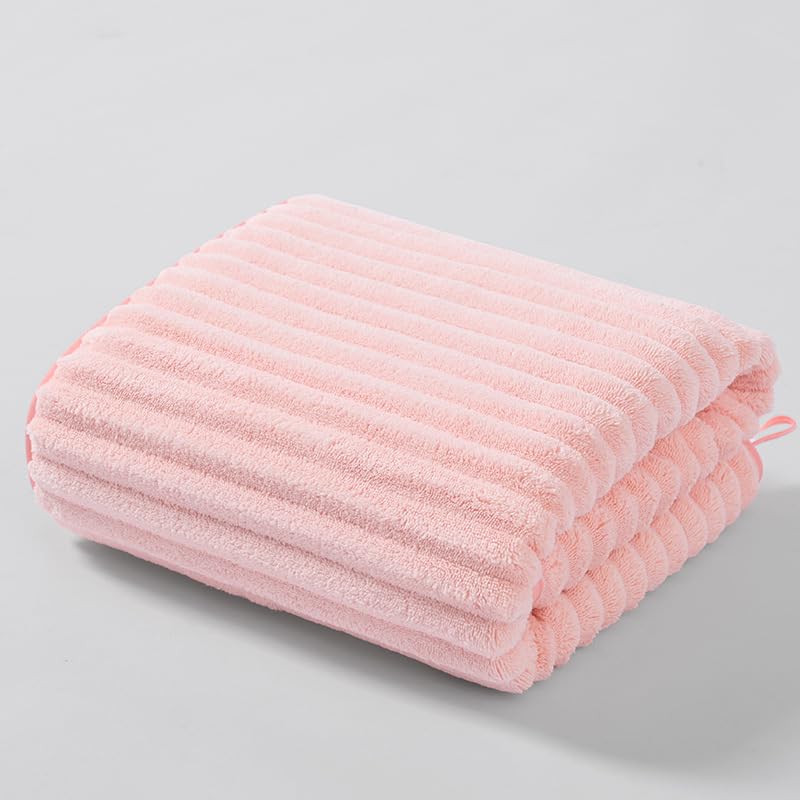 Coral Fleece Bath Towel - Ultra Absorbent Quick Dry Waffle Weave Towel, Large Spa-Style Bath Towel for Shower, Beach, Pool (Blue)