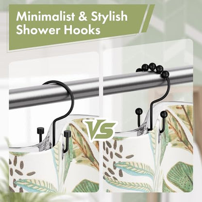 Black Shower Curtain Hooks, 12PCS Minimalist Simple Double Shower Curtain Rings, Rust-Resistant Metal Shower Hooks, Cylinders Shower Rings for Bathroom Shower Rods Curtains - color: Black, style: Cylinders - Double Hooks